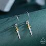 Sterling Silver Little Dagger Sword Drop Hook Earrings, thumbnail 1 of 12