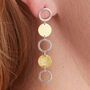Silver Circle Stud Dangly Earrings, thumbnail 6 of 9