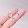 925 Sterling Silver Green Gemstone Hoop Earrings, thumbnail 1 of 7