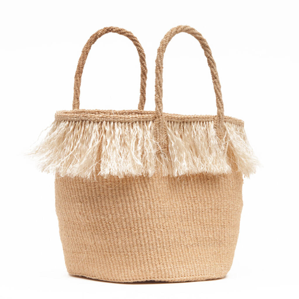 Small Natural Fringed Basket Bag By The Basket Room ...