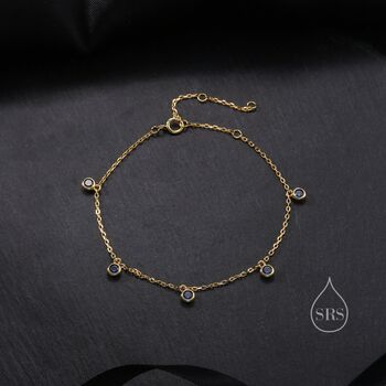 Sapphire Blue Cz Dangle Bracelet In Sterling Silver, 2 of 10