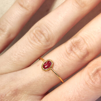 18ct Glod Classic Ruby Cabochon Ring, 2 of 7