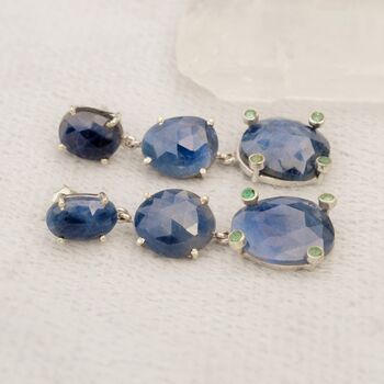 Sapphire, Emerald Sterling Silver Earrings, 6 of 8