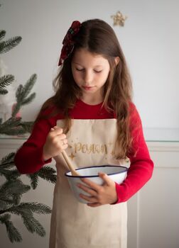 Personalised Christmas Baking Apron For Kids, 3 of 4