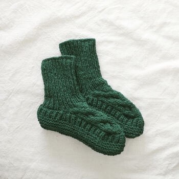 Fair Trade Cable Knit Wool Unisex Slipper Socks, 5 of 12