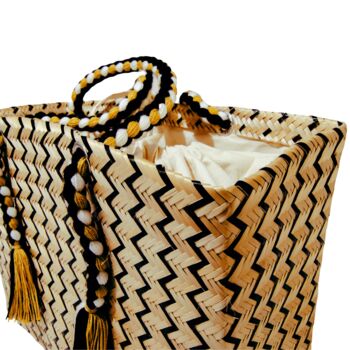 Seranna Natural Black Pattern Handwoven Basket Bag, 3 of 5