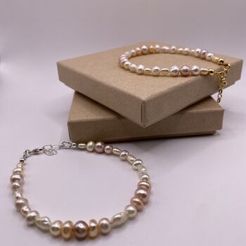 Multi Toned Irregular Freshwater Pearl 925 Bracelet, 2 of 5