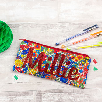 Liberty Glitter Name Pencil Case Gift For Girl, 4 of 12