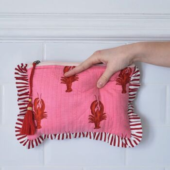 Personalised Lobster And Stripe Quilted Washbag, 3 of 5