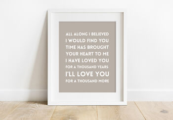 'A Thousand Years' Song Lyric Print, 2 of 5