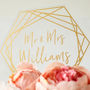 Personalised Gold Wedding Cake Topper Hexagon Shaped, thumbnail 4 of 5