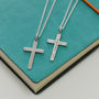 Embossed Sterling Silver Cross Necklace, thumbnail 2 of 3