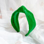 Green Velvet Knot Headband, thumbnail 2 of 6
