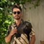 Men's Black Satin Batik Cuban Shirt, thumbnail 7 of 7