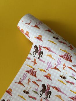 Wild West Pink Cowgirl Collection Wrapping Paper, 7 of 11