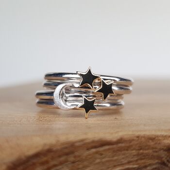Silver Moon And Gold Star Stacking Ring Set, 4 of 6