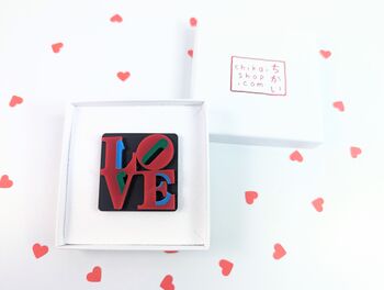 Love Brooch Acrylic Love Art Badge Love Pin Badge, 3 of 9