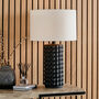 Black Bobbled Ceramic Tall Table Lamp With White Shade, thumbnail 1 of 9