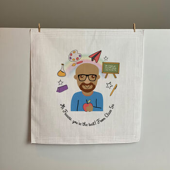 Thank You Teacher Personalised Handkerchief Pair Gift For Male Teacher, 4 of 5
