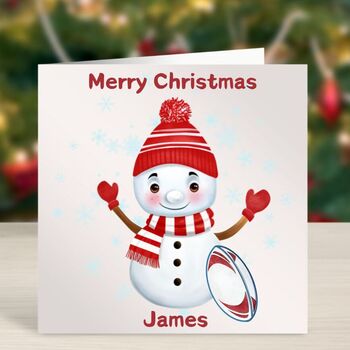 Personalised Rugby Christmas Card Team Colours, 3 of 5