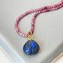 Labradorite Shell And Pink Tourmaline Beaded Necklace, thumbnail 1 of 6