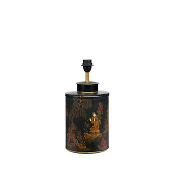 Japanese Black Hand Painted Metal Table Lamp Base, 2 of 10