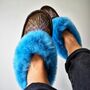 Turquoise Sheepskin Moccasin Slippers, thumbnail 4 of 5