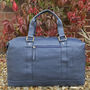 Navy Blue Genuine Leather Holdall, Travel Bag, Gym Bag, thumbnail 3 of 6