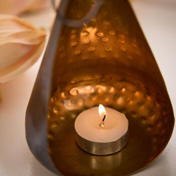 Set Of Two Brass Effect Hanging Tea Light Holders, 4 of 6