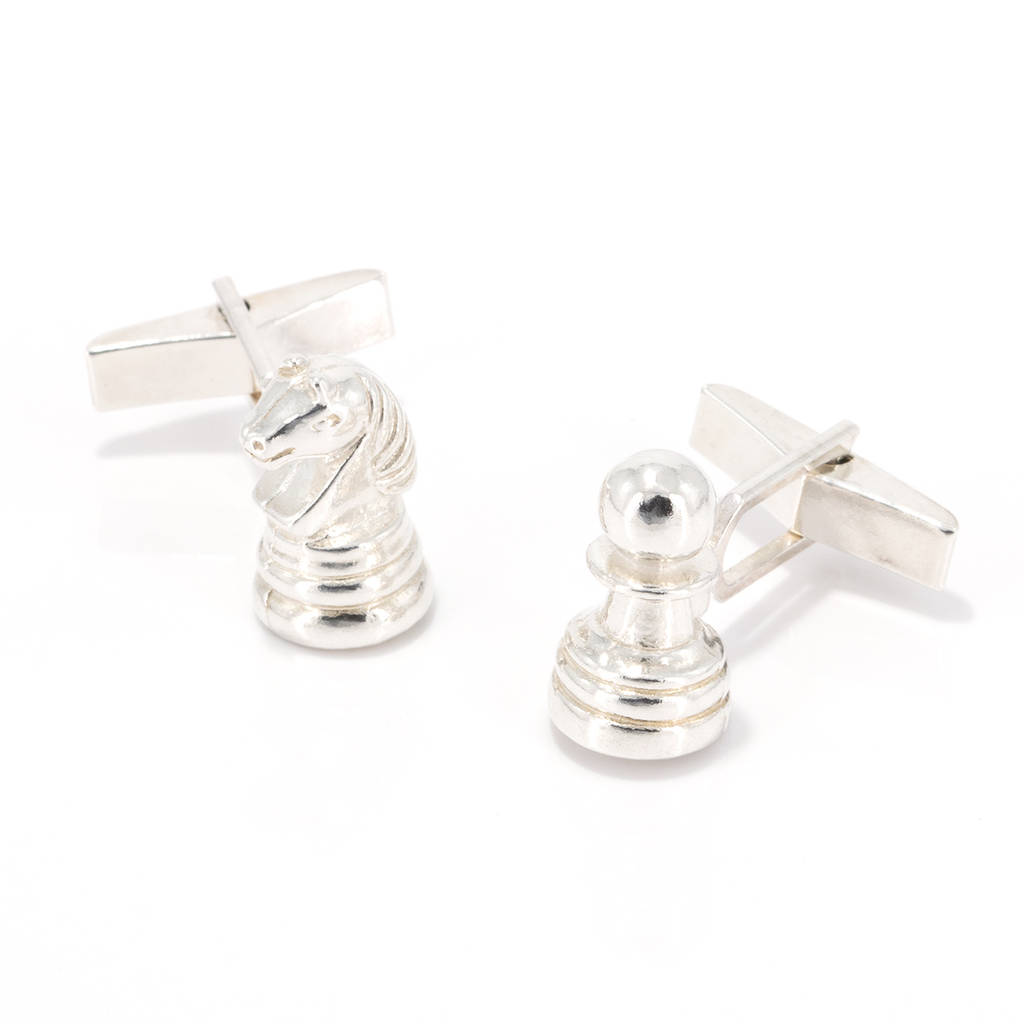 Chess Cufflinks In Solid Sterling Silver By Simon Kemp Jewellers