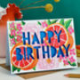 Happy Birthday Grapefruit Floral Birthday Card, thumbnail 1 of 5