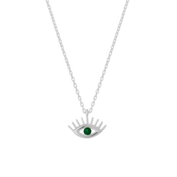Emerald Eye Evil Eye Sterling Silver Necklace, 4 of 4