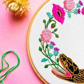 Ouroboros Snake And Flowers Embroidery Kit, 4 of 7