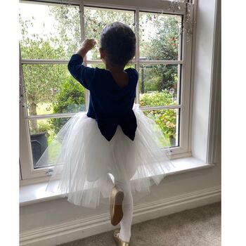 Navy Velvet Long Sleeve Tutu Dress, 2 of 7