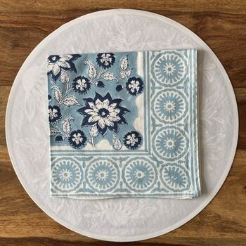 Dining Napkins, Indian Block Print, 18 Inches, 6 of 8