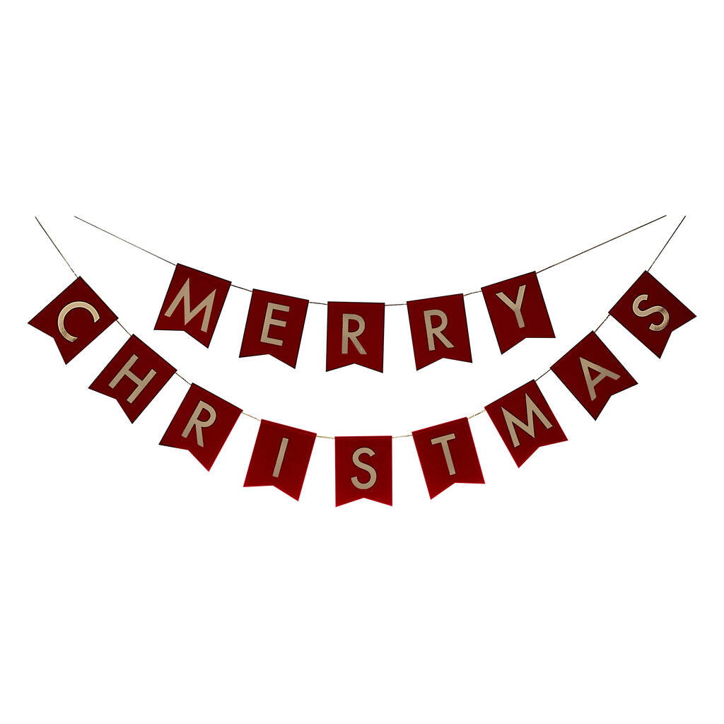 Gold Foiled Red Velvet Merry Christmas Bunting By Ginger Ray