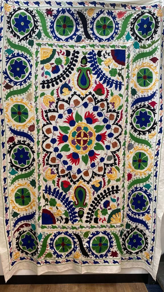 Colourful Hand Embroidered Suzani Throw, 1 of 2