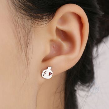 Pomegranate Fruit Stud Earrings In Sterling Silver, 3 of 11