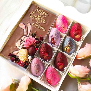 Easter Bunny And Eggs, Personalised Vegan Chocolate, 4 of 9