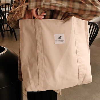 Beige Picnic Bag Lightweight Cotton Canvas Tote Bag, Summer Beach Bag, 2 of 4