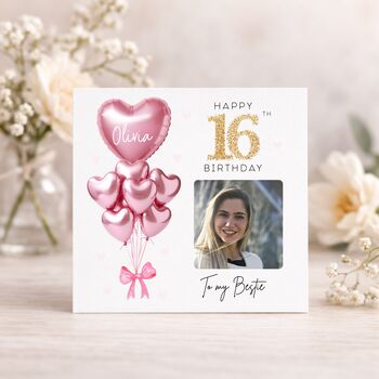 Personalised Best Friend Pink Balloon Photo Birthday Card, 2 of 5