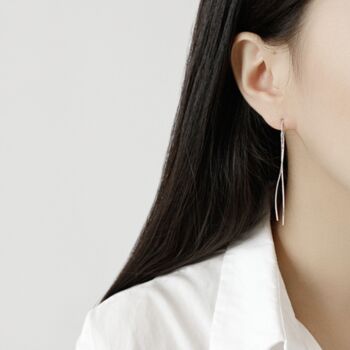 Sterling Silver Wavy Threader Earrings, 4 of 5