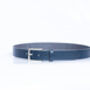 Handmade Mens Premium Leather Belt Blue 35mm Wide, thumbnail 8 of 10