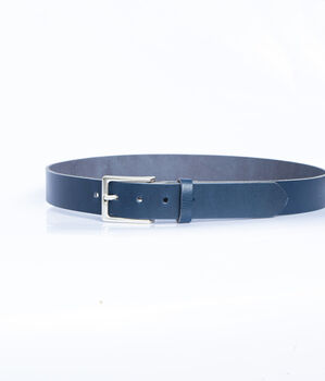 Handmade Mens Premium Leather Belt Blue 35mm Wide, 8 of 10