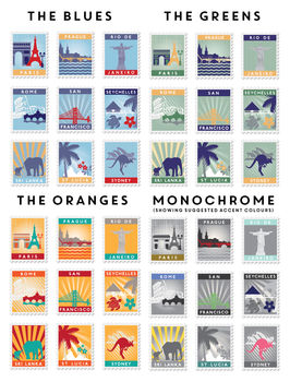 Personalised Stamp Destination Landscape Print, 4 of 12