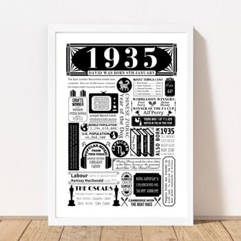 1935 Personalised 90th Birthday Fact Poster, 7 of 10