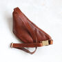 Leather Brown Crossbody Bum Bag With Pocket, thumbnail 4 of 5