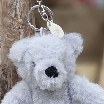 Ste The Plush Light Grey Teddy Bear Keyring, 2 of 2