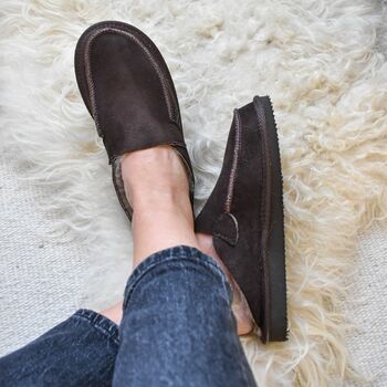 Sheepskin Slip On/ Mule Slippers Chocolate, 4 of 5