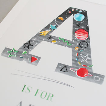 Space Themed Personalised Initial And Name Print, 6 of 11